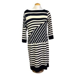 NWOT Tiana B Black & Beige Striped Dress Women's Size Large | Never Worn | GUC